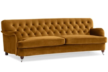 Howard Riviera Soffgrupp Svängd 3-sits + 2-sits Soffa + Fåtölj + Fotpall i Sammet - Mörkgul - Möbler - Soffa - Soffgrupp - Howard soffgrupp
