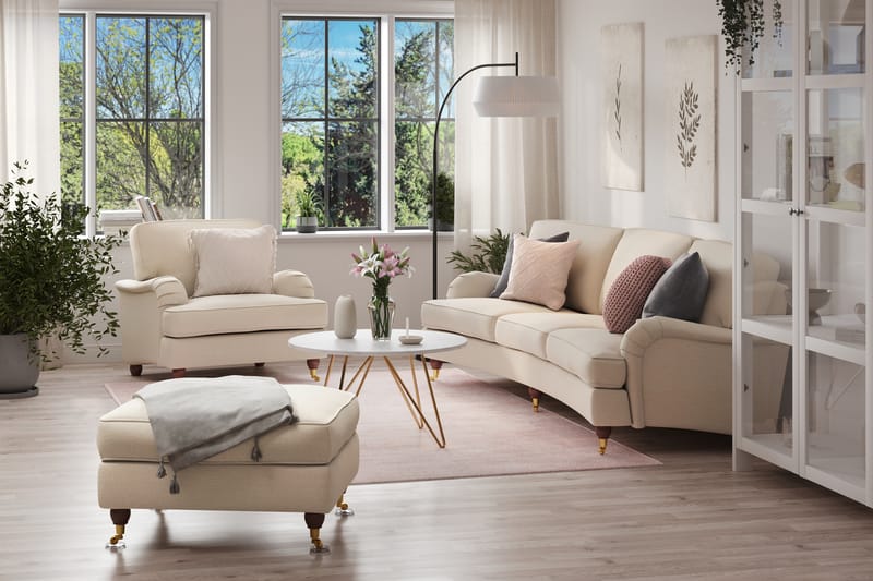 Soffgrupp Howard Oxford Svängd 4-Sits+Fåtölj+Fotpall - Beige - Möbler - Soffa - Soffgrupp - Howard soffgrupp