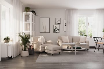 Soffgrupp Oxford Classic Svängd 2-sits+Fåtölj+Fotpall - Beige - Möbler - Soffa - Soffgrupp - Howard soffgrupp