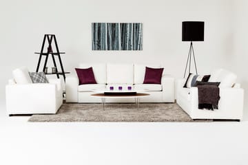 Link Soffgrupp 3-sits + 2-sits Soffa + Fåtölj + Fotpall i Konstläder - Vit - Möbler - Soffa - Soffgrupp