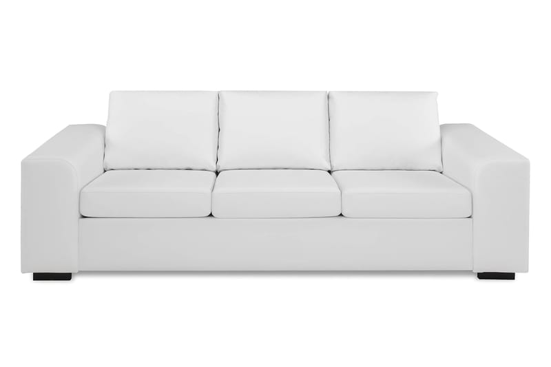 Link Soffgrupp 3-sits + 2-sits Soffa + Fåtölj + Fotpall i Konstläder - Vit - Möbler - Soffa - Soffgrupp