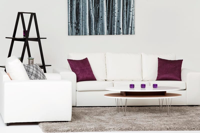 Link Soffgrupp 3-sits + 2-sits Soffa + Fåtölj i Konstläder - Vit - Möbler - Soffa - Soffgrupp