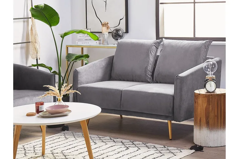 Maurana Soffgrupp 2-sits + 3-sits - Sammet/Grå - Möbler - Soffa - Soffgrupp