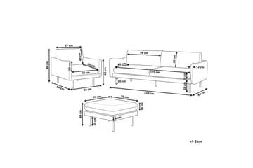 Soffgrupp med fotpall Vinterbro Beige/svart, Sammet - Beige - Möbler - Soffa - Soffgrupp