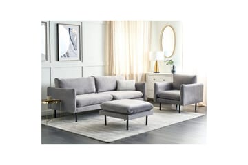 Soffgrupp med fotpall Vinterbro Grå/svart, Sammet - Grå/svart, Sammet - Möbler - Soffa - Soffgrupp