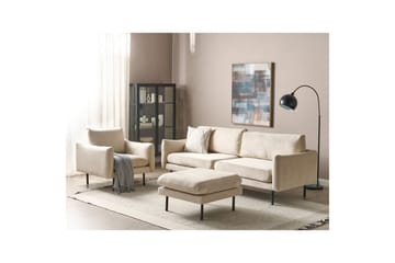 Soffgrupp med fotpall Vinterbro Ljusbeige/svart, Sammet - Ljusbeige/svart, Sammet - Möbler - Soffa - Soffgrupp