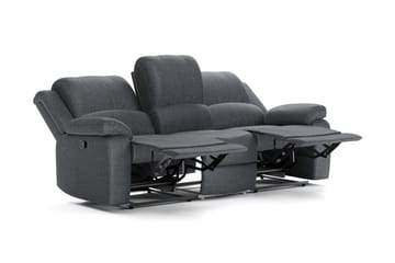 Navarro Soffgrupp Recliner 3+2+1 - Fällbar soffa fåtölj - Biosoffa i Tyg - Mörkgrå - Möbler - Soffa - Soffgrupp