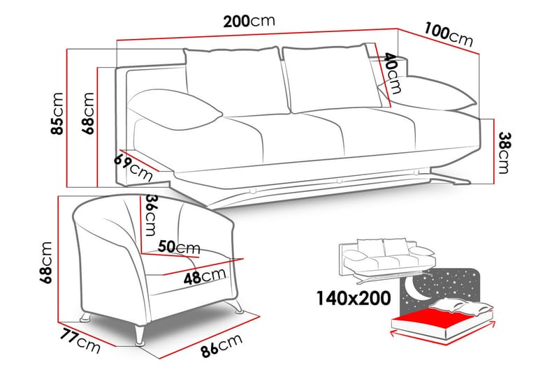Olier Soffgrupp - Svart - Möbler - Soffa - Soffgrupp