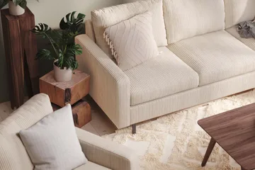 Peppe Soffgrupp 3-sits Soffa + Fåtölj + Fotpall i Manchester - Beige - Möbler - Soffa - Soffgrupp