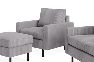 Peppe Soffgrupp 3-sits Soffa + Fåtölj + Fotpall i Manchester - Grå - Möbler - Soffa - Soffgrupp