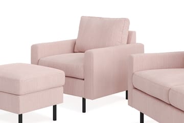 Peppe Soffgrupp 3-sits Soffa + Fåtölj + Fotpall i Manchester - Rosa - Möbler - Soffa - Soffgrupp