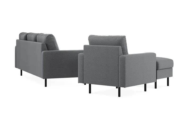 Peppe Soffgrupp 3-sits Soffa + Fåtölj + Fotpall i Tyg - Ljusgrå - Möbler - Soffa - Soffgrupp