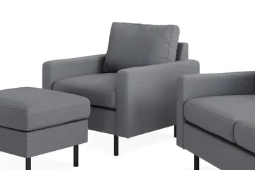 Peppe Soffgrupp 3-sits Soffa + Fåtölj + Fotpall i Tyg - Ljusgrå - Möbler - Soffa - Soffgrupp