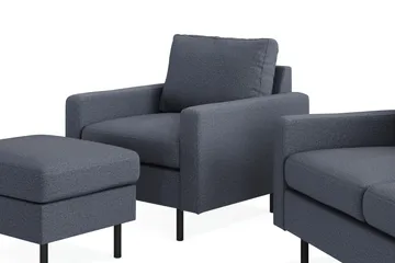 Peppe Soffgrupp 3-sits Soffa + Fåtölj + Fotpall i Tyg - Mörkgrå - Möbler - Soffa - Soffgrupp