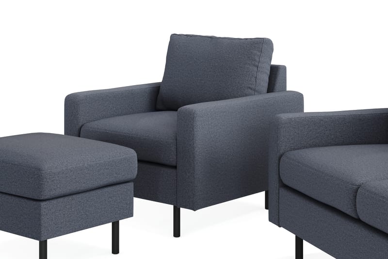Peppe Soffgrupp 3-sits Soffa + Fåtölj + Fotpall i Tyg - Mörkgrå - Möbler - Soffa - Soffgrupp
