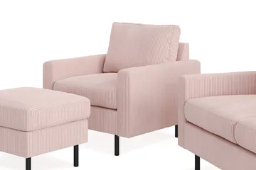 Peppe Soffgrupp 3-sits Soffa + Fåtölj + Fotpall i Manchester - Rosa - Möbler - Soffa - Soffgrupp