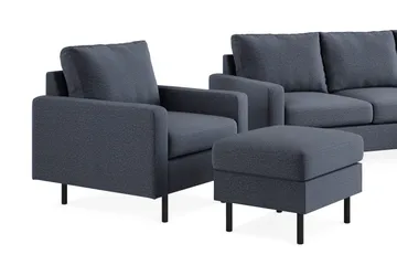Peppe Soffgrupp 3-sits Soffa + Fåtölj + Fotpall i Tyg - Mörkgrå - Möbler - Soffa - Soffgrupp