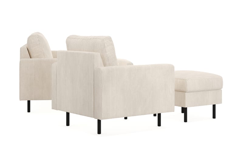 Peppe Soffgrupp 3-sits Vändbar L-formad Divansoffa + Fåtölj + Fotpall i Manchester - Beige - Möbler - Soffa - Soffgrupp