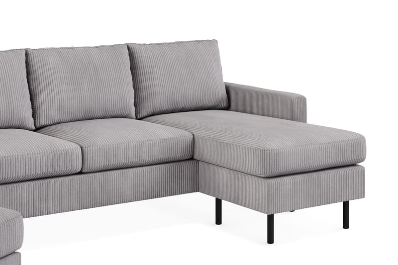 Peppe Soffgrupp 3-sits Vändbar L-formad Divansoffa + Fåtölj + Fotpall i Manchester - Mörkgrå - Möbler - Soffa - Soffgrupp