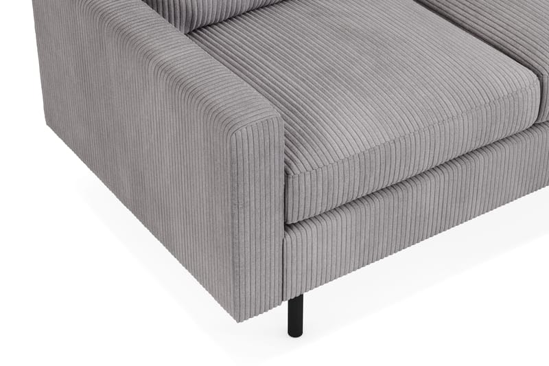 Peppe Soffgrupp 3-sits Vändbar L-formad Divansoffa + Fåtölj + Fotpall i Manchester - Mörkgrå - Möbler - Soffa - Soffgrupp