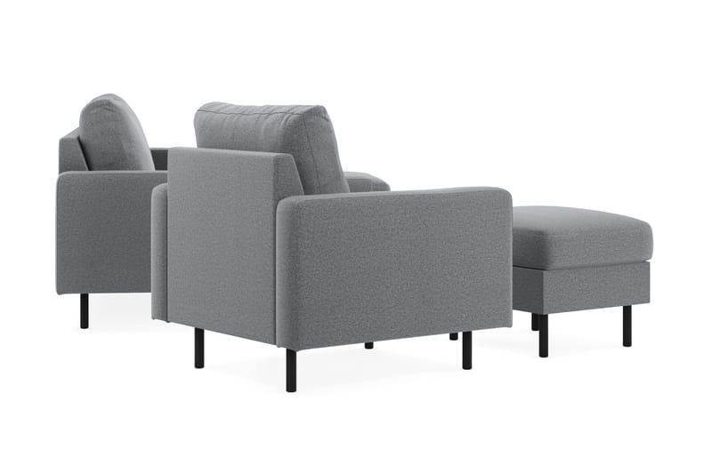 Peppe Soffgrupp 3-sits Vändbar L-formad Divansoffa + Fåtölj + Fotpall i Tyg - Ljusgrå - Möbler - Soffa - Soffgrupp