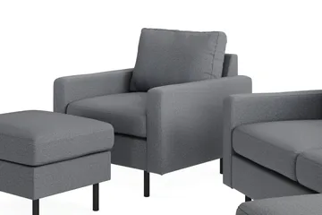 Peppe Soffgrupp 3-sits Vändbar L-formad Divansoffa + Fåtölj + Fotpall i Tyg - Ljusgrå - Möbler - Soffa - Soffgrupp