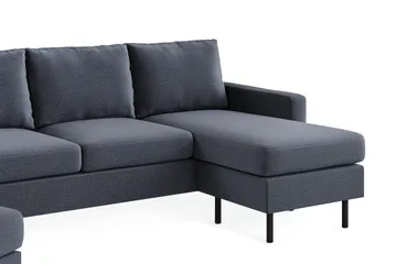 Peppe Soffgrupp 3-sits Vändbar L-formad Divansoffa + Fåtölj + Fotpall i Tyg - Mörkgrå - Möbler - Soffa - Soffgrupp