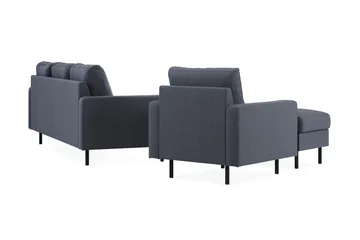 Peppe Soffgrupp 3-sits Vändbar L-formad Divansoffa + Fåtölj + Fotpall i Tyg - Mörkgrå - Möbler - Soffa - Soffgrupp
