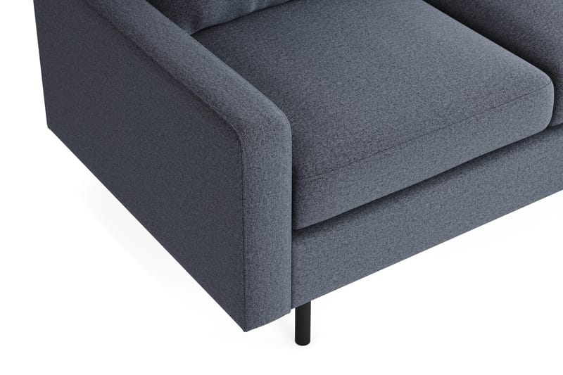 Peppe Soffgrupp 3-sits Vändbar L-formad Divansoffa + Fåtölj + Fotpall i Tyg - Mörkgrå - Möbler - Soffa - Soffgrupp