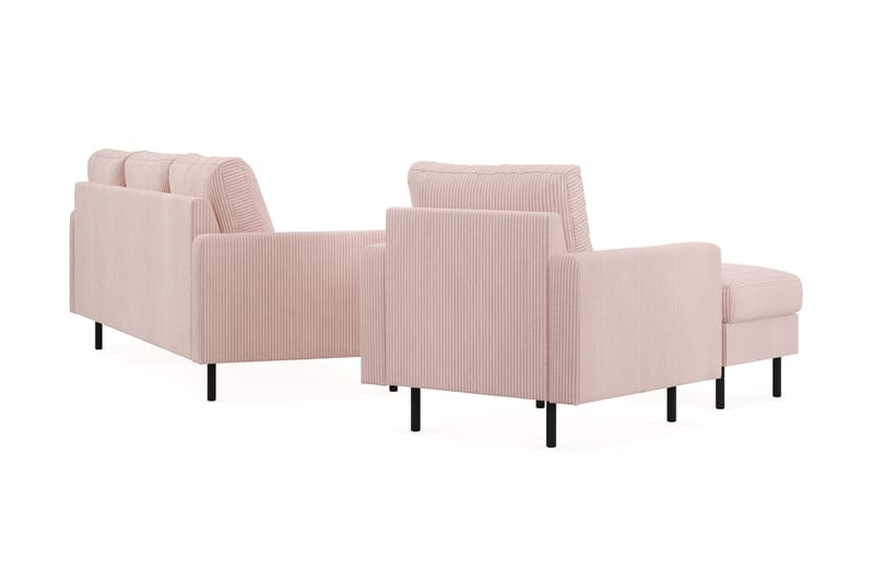 Peppe Soffgrupp 3-sits Vändbar L-formad Divansoffa + Fåtölj + Fotpall i Manchester - Rosa - Möbler - Soffa - Soffgrupp