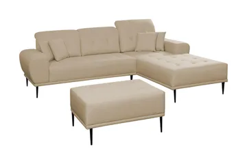 Rapale Soffgrupp Höger med Fotpall - Beige - Möbler - Soffa - Soffgrupp