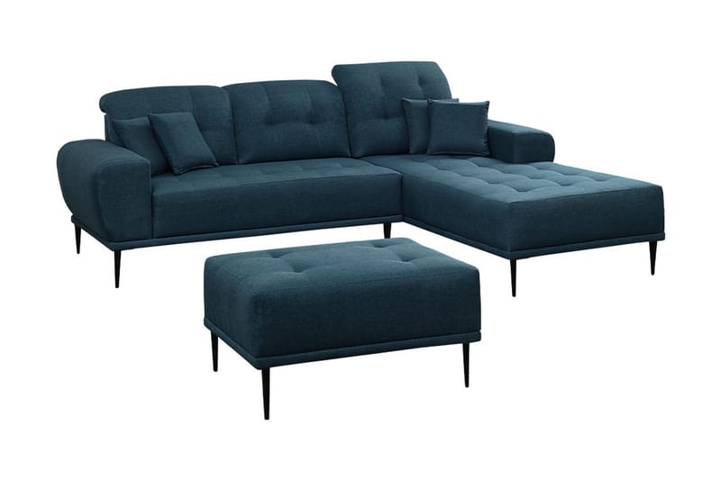 Rapale Soffgrupp Höger med Fotpall, Blå