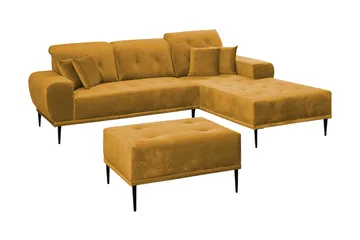 Rapale Soffgrupp Höger med Fotpall - Sammet/Gul - Möbler - Soffa - Soffgrupp