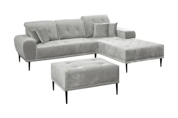 Rapale Soffgrupp Höger med Fotpall - Sammet/Silver - Möbler - Soffa - Soffgrupp