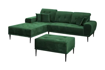 Rapale Soffgrupp Vänster med Fotpall - Sammet/Grön - Möbler - Soffa - Soffgrupp