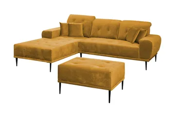 Rapale Soffgrupp Vänster med Fotpall - Sammet/Gul - Möbler - Soffa - Soffgrupp
