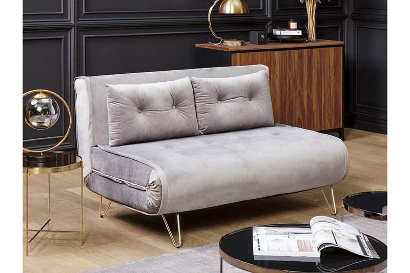 Soffgrupp 2-sits + 1-sits sammet gr å VESTFOLD - Grå - Möbler - Soffa - Soffgrupp