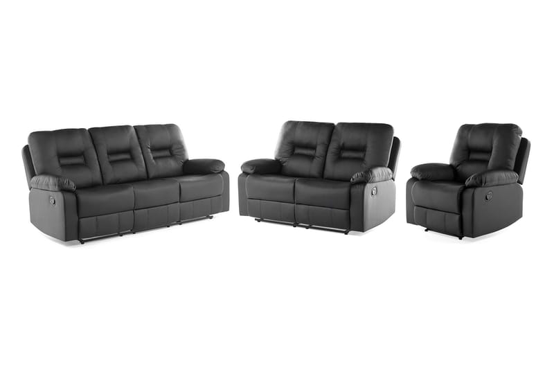 Soffgrupp 2-Sits+3-Sits+Fåtölj Bergen - Svart - Möbler - Soffa - Soffgrupp