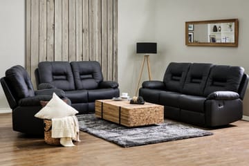 Soffgrupp 2-Sits+3-Sits+Fåtölj Bergen - Svart - Möbler - Soffa - Soffgrupp