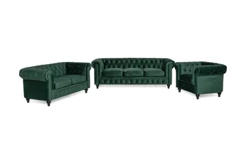 Chesterfield Lyx Soffgrupp 3+2+1 i Sammet