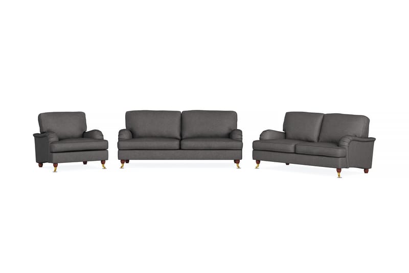 Howard Lyx Soffgrupp 3-sits + 2-sits Soffa + Fåtölj i Tyg - Mörkgrå - Möbler - Soffa - Soffgrupp - Soffgrupp 3 2 1