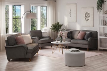 Howard Lyx Soffgrupp 3-sits + 2-sits Soffa + Fåtölj i Tyg - Mörkgrå - Möbler - Soffa - Soffgrupp - Soffgrupp 3 2 1