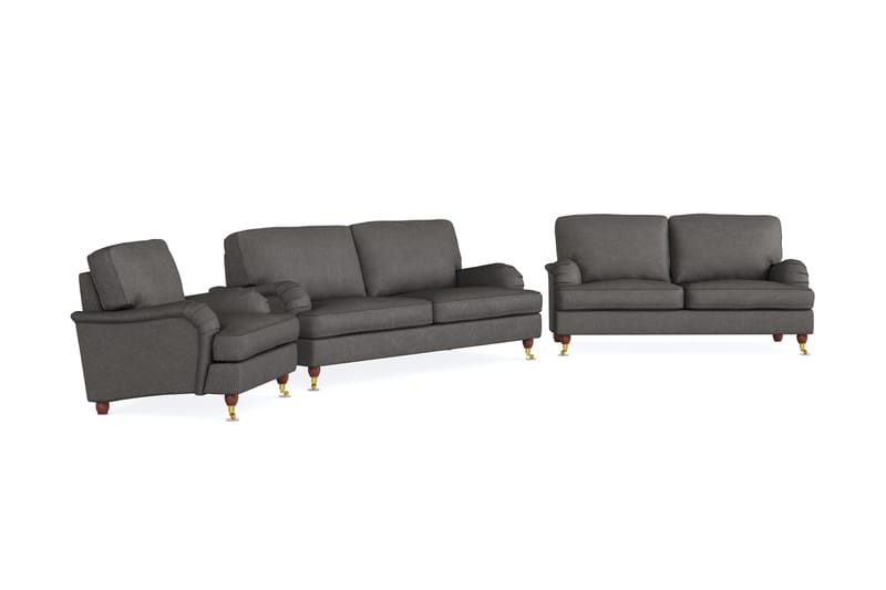 Howard Lyx Soffgrupp 3-sits + 2-sits Soffa + Fåtölj i Tyg - Mörkgrå - Möbler - Soffa - Soffgrupp - Soffgrupp 3 2 1