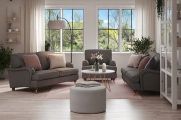 Howard Lyx Soffgrupp 3-sits + 2-sits Soffa + Fåtölj i Tyg - Mörkgrå - Möbler - Soffa - Soffgrupp - Soffgrupp 3 2 1