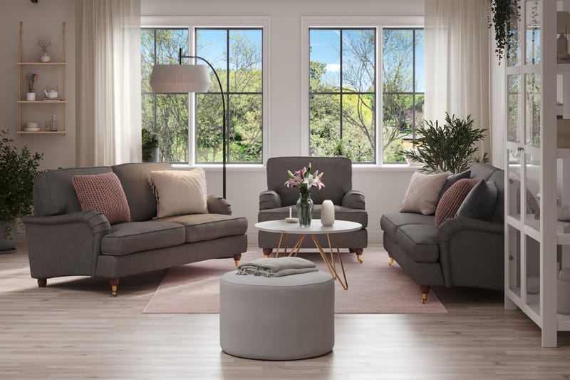 Howard Lyx Soffgrupp 3-sits + 2-sits Soffa + Fåtölj i Tyg - Mörkgrå - Möbler - Soffa - Soffgrupp - Soffgrupp 3 2 1