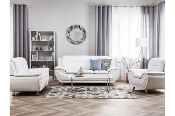 Soffgrupp 2-sits + 3-sits + fåtölj LEIRA - Vit - Möbler - Soffa - Soffgrupp - Soffgrupp 3 2 1