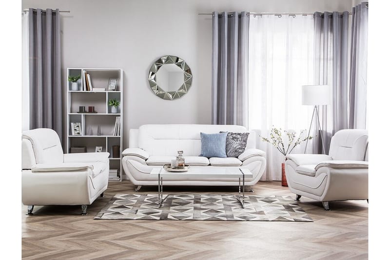 Soffgrupp 2-sits + 3-sits + fåtölj LEIRA - Vit - Möbler - Soffa - Soffgrupp - Soffgrupp 3 2 1