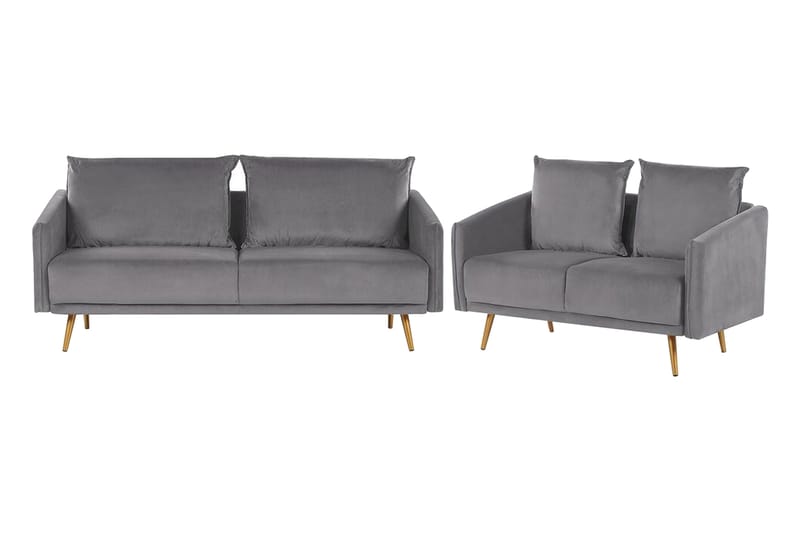 Soffgrupp Aarsby 2-sits + 3-sits - Sammet/Grå - Möbler - Soffa - Soffgrupp