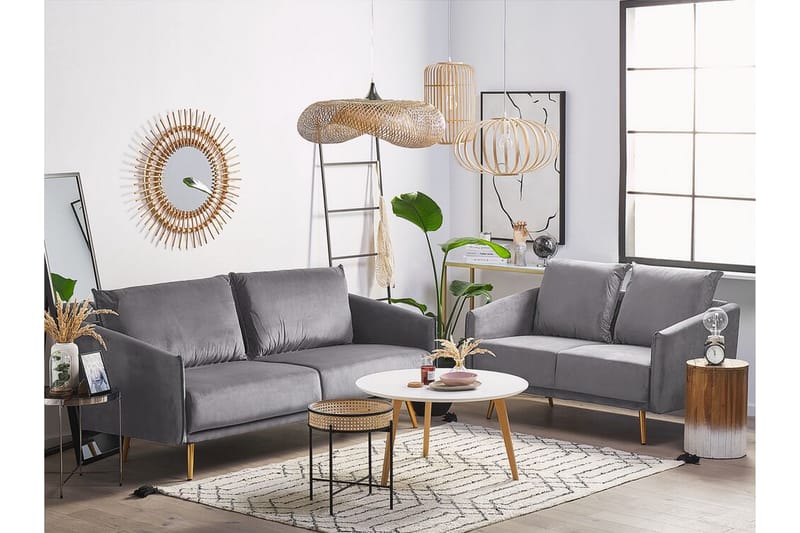 Soffgrupp Aarsby 2-sits + 3-sits - Sammet/Grå - Möbler - Soffa - Soffgrupp