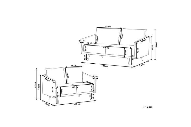 Soffgrupp Aarsby 2-sits + 3-sits - Sammet/Rosa - Soffgrupp